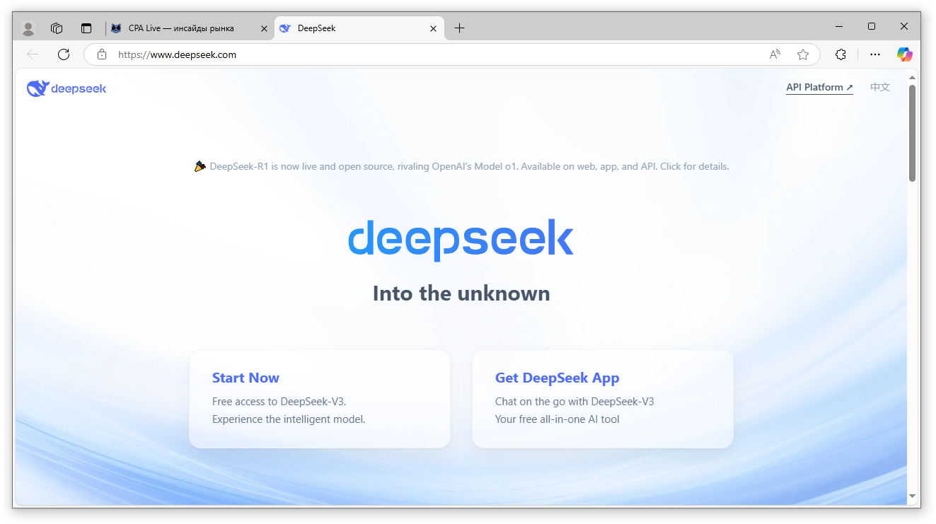 Официальный сайт DeepSeek | CPA Live