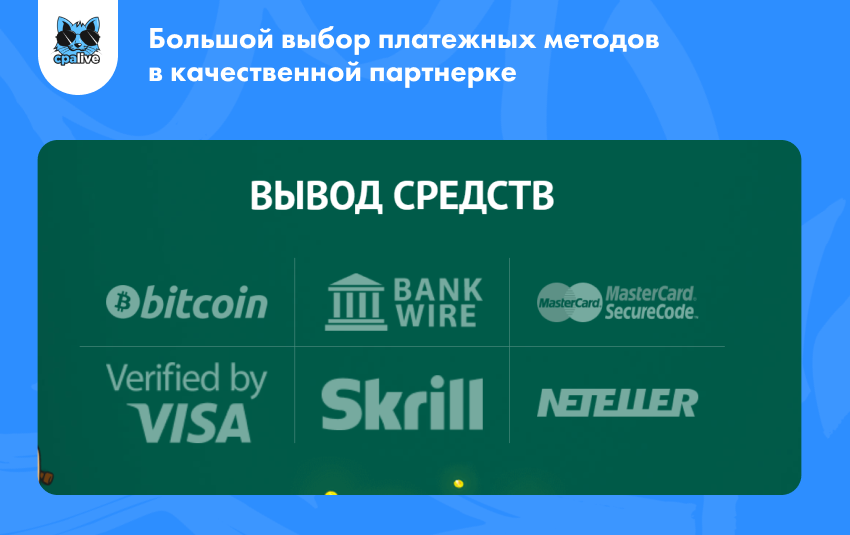 Лучшие CPA-сети предлагают арбитражникам трафика богатый выбор методов вывода денег | CPA Live